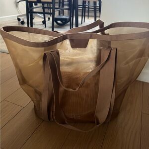 Beis Mesh Beach Tote - Tan/Brown